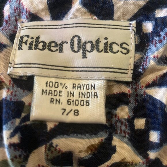 FIBER OPTICS VINTAGE WOMEN'S NAVY & CREAM PATTERN SHORTS ROMPER DRESS SIZE 7/8 - Picture 6 of 6